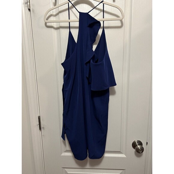 A by Amanda Uprichard Cascading Ruffle Dress in Blue Women’s Size M Sleeveless - Picture 2 of 15